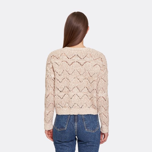 Autumn Cashmere Pointelle Marled Cardigan in Sand Combo on Sale