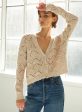 Autumn Cashmere Pointelle Marled Cardigan in Sand Combo on Sale