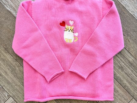 A Soft Idea Cupid Cat Roll Neck Sweater in Hot Pink For Sale