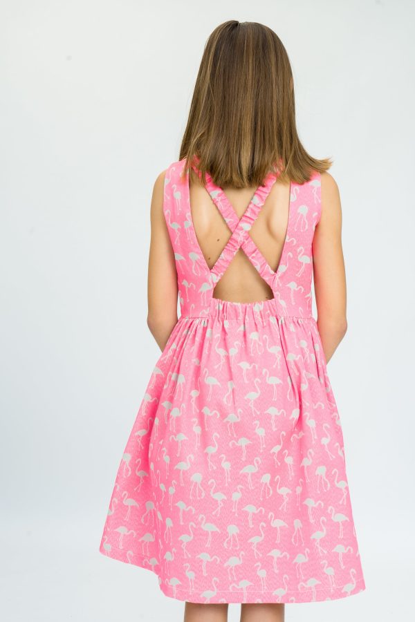 Cross Back Hi-Lo Flamingo Dress, Pink Online Hot Sale