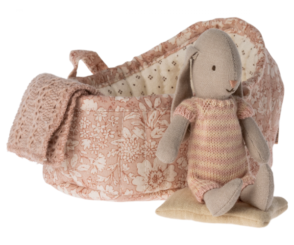 Maileg Pink Carry Cot with Bunny - Assorted Colors! Sale