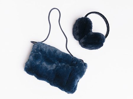 Navy Fuzzy Hand Muff Online Hot Sale