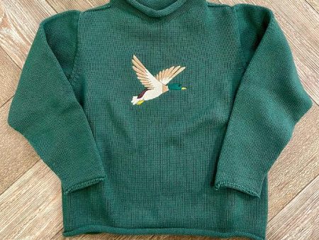 A Soft Idea Roll Neck Sweater in Green with Mallard Hot on Sale