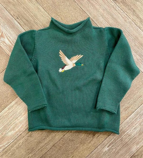 A Soft Idea Roll Neck Sweater in Green with Mallard Hot on Sale