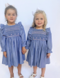 Maddie & Connor Smocked Dress in Chambray Hearts For Cheap