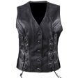 Women Side Laces Biker Leather Waistcoat Online