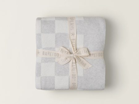 Barefoot Dreams CozyChic Cotton Checkered Throw Blanket in Gray Cream Online now