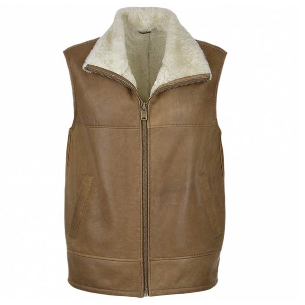 WW2 Pilot Shearling  Leather Vests Cheap