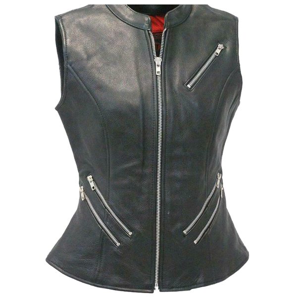 Womens Genuine Cowhide Leathers Motorcycle Vest For Sale