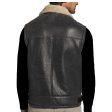 Vintage Flying Aviator Genuine Leather Shearling Vest | Black - Dark Brown Online Hot Sale