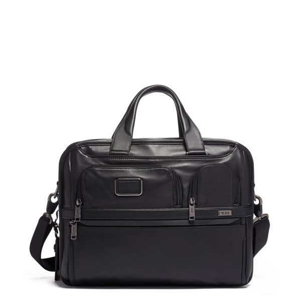 Tumi Alpha Leather Organiser Laptop Brief - Black on Sale