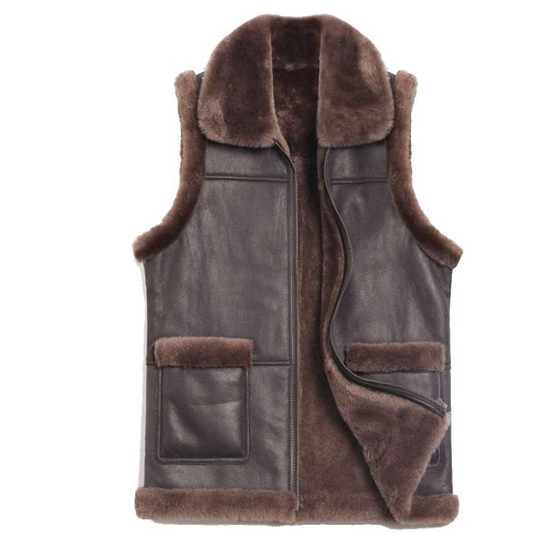 Men s B3 Pilot Bomber Shearling Leather Fur Vest Fashion