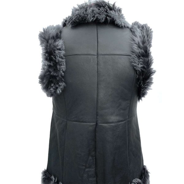 Women s Toscana Shearling Leather Long Vest For Discount