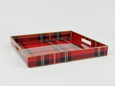 8 Oak Lane Red Plaid Tray For Sale