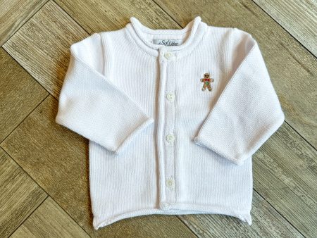 A Soft Idea Gingerbread Boy Baby Cardigan in White Hot on Sale