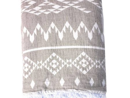 Turkish T Kilim Fleece Lined Throw in Mocha on Sale