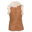 Vintage Camel Brown Women Shearling Suede Leather Vest Supply