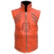 Rebel Punk Rockstar Zipper Orange Leather Vest Discount