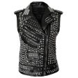 Women Studded Leather Vest Spike Belted Punk Goth Cheap