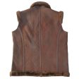 Vintage Dark Brown Shearling Leather Bomber Vest Men s Sale