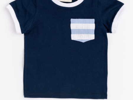 Thimble Ringer Pocket Tee in Navy Harbor Discount