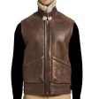 Vintage Flying Aviator Genuine Leather Shearling Vest | Black - Dark Brown Online Hot Sale