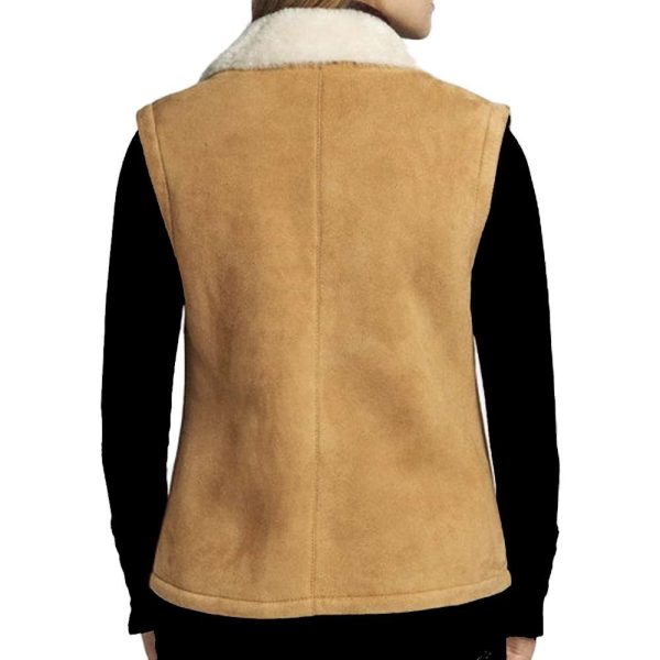 Tan B3 Aviator Pilot Shearling Leather Vest Women Online Sale