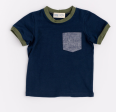 Thimble Ringer Pocket Tee in Navy & Olive Supply