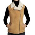 Tan B3 Aviator Pilot Shearling Leather Vest Women Online Sale