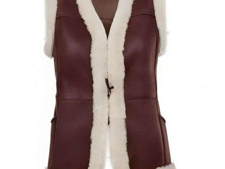 Women Toscana Shearling Leather Winters Long Vest For Sale