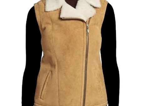 Tan B3 Aviator Pilot Shearling Leather Vest Women Online Sale