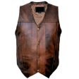 Men Wax Brown Cowhide Fashion Leather Vest Hot on Sale